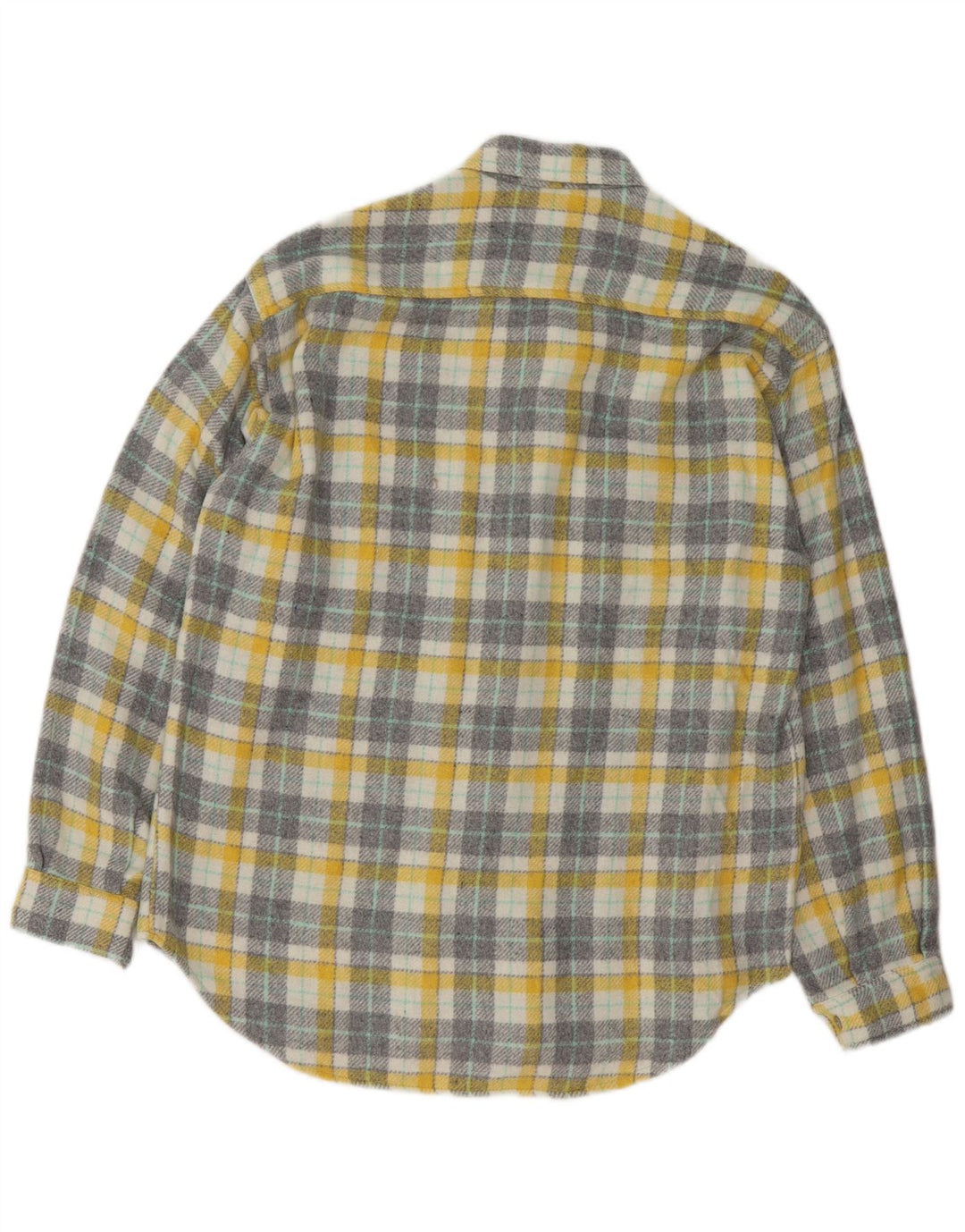 Camicia vintage da uomo in flanella a quadri gialli medi