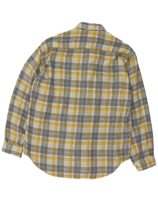 Camicia vintage da uomo in flanella a quadri gialli medi