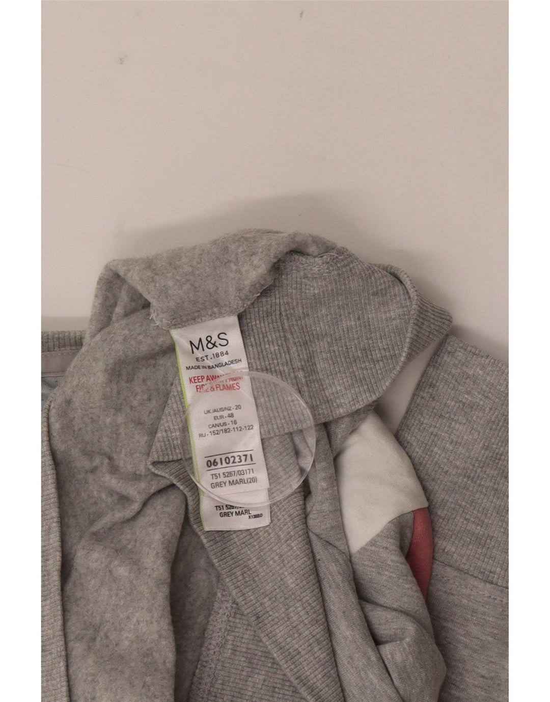 Felpa corta da donna Marks & Spencer UK 20 2XL Blocco di colore grigio