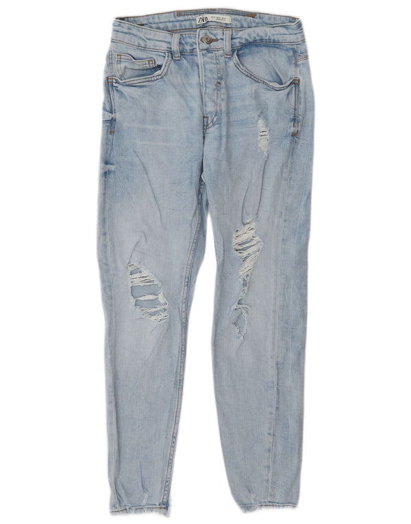 Jeans slim invecchiati da uomo Zara EU 38 piccoli W30 L27 blu