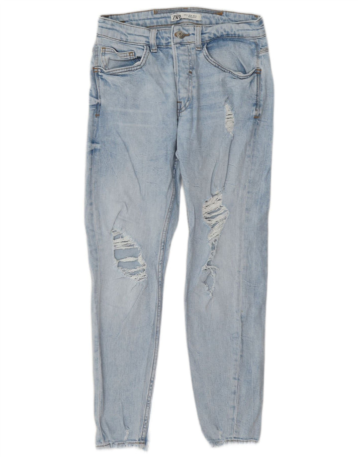 Jeans slim invecchiati da uomo Zara EU 38 piccoli W30 L27 blu