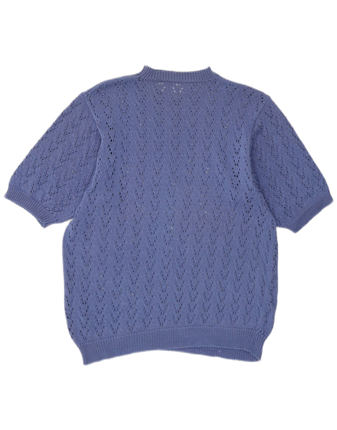 Maglione maglione girocollo trasparente da donna vintage UK 14 Blu medio