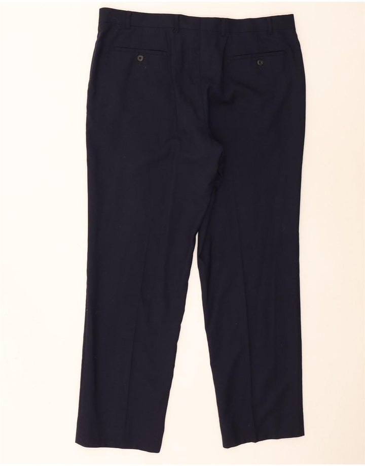 Pantaloni da abito vestibilità regolare da uomo Marks & Spencer W38 L31 lana blu navy