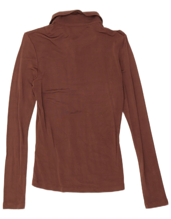 Polo a maniche lunghe da donna Hugo Boss UK 10 Small Marrone Viscosa