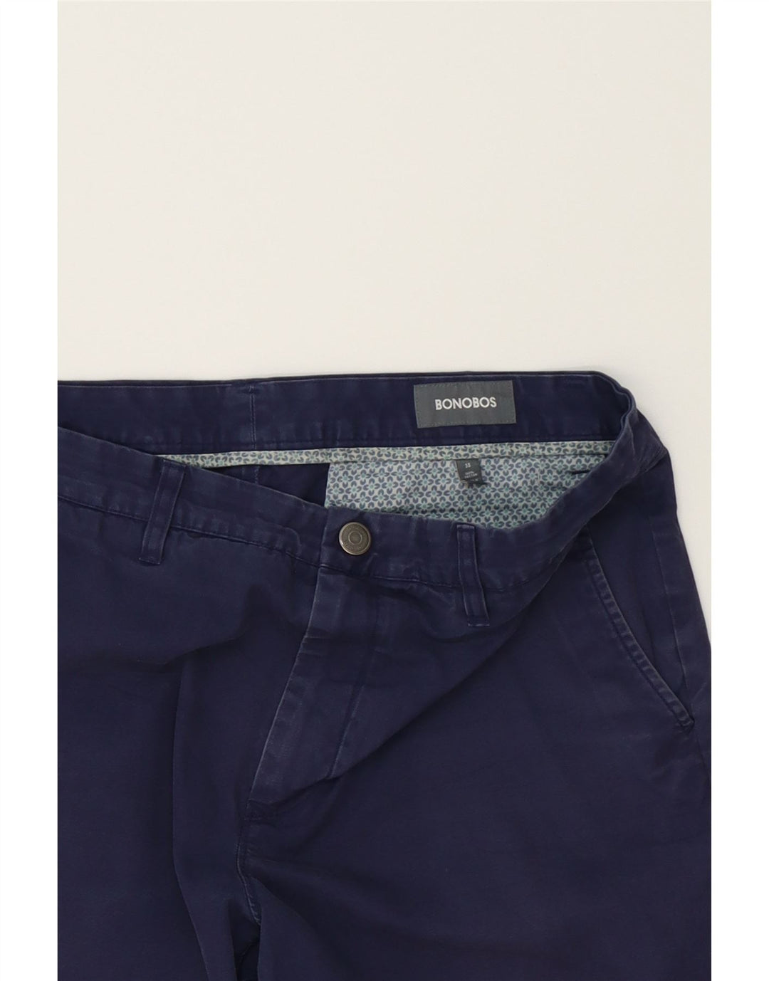 BONOBOS Mens Chino Shorts W35 Large  Navy Blue Cotton Vintage BONOBOS and Second-Hand BONOBOS from Messina Hembry 