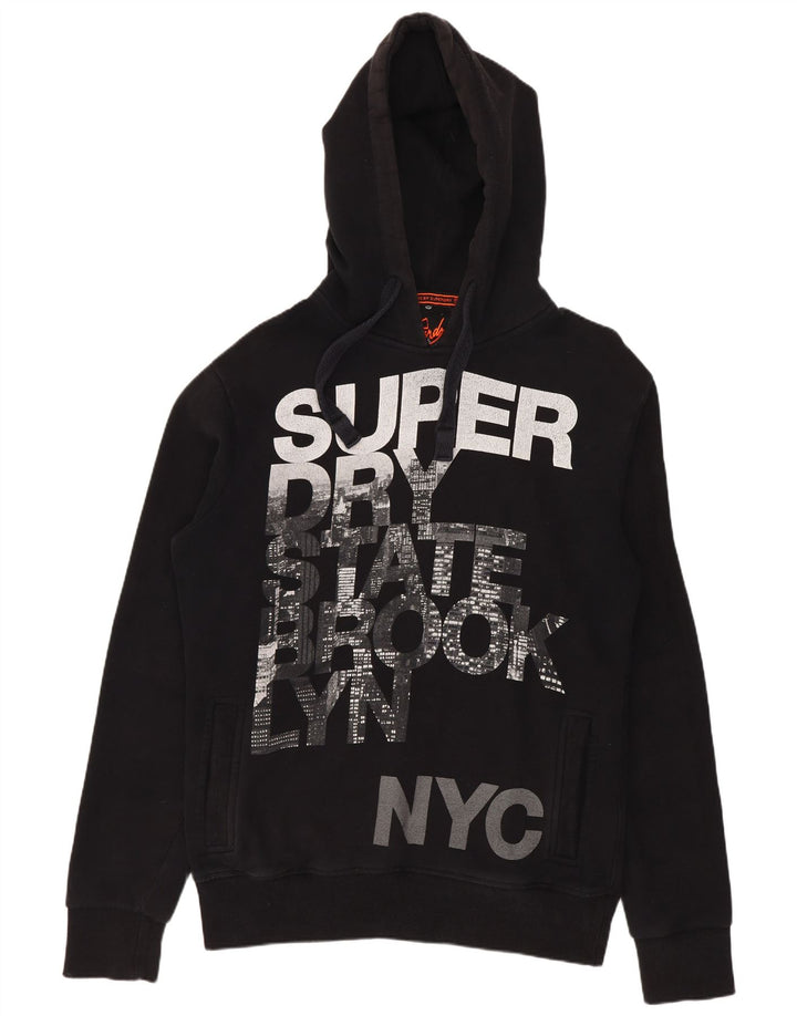 Maglione con cappuccio grafico da uomo Superdry in cotone nero medio