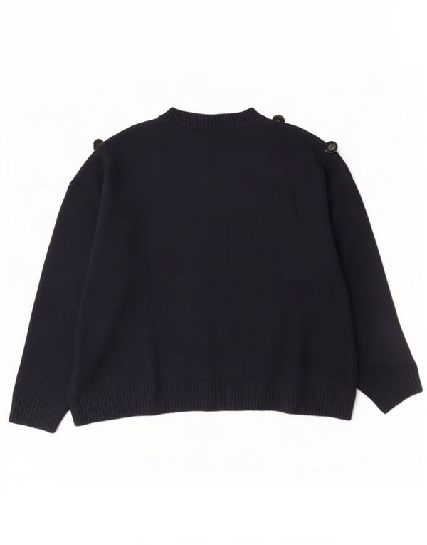Maglione maglione con scollo a barca da donna Marks & Spencer UK 18 XL Blu navy maculato