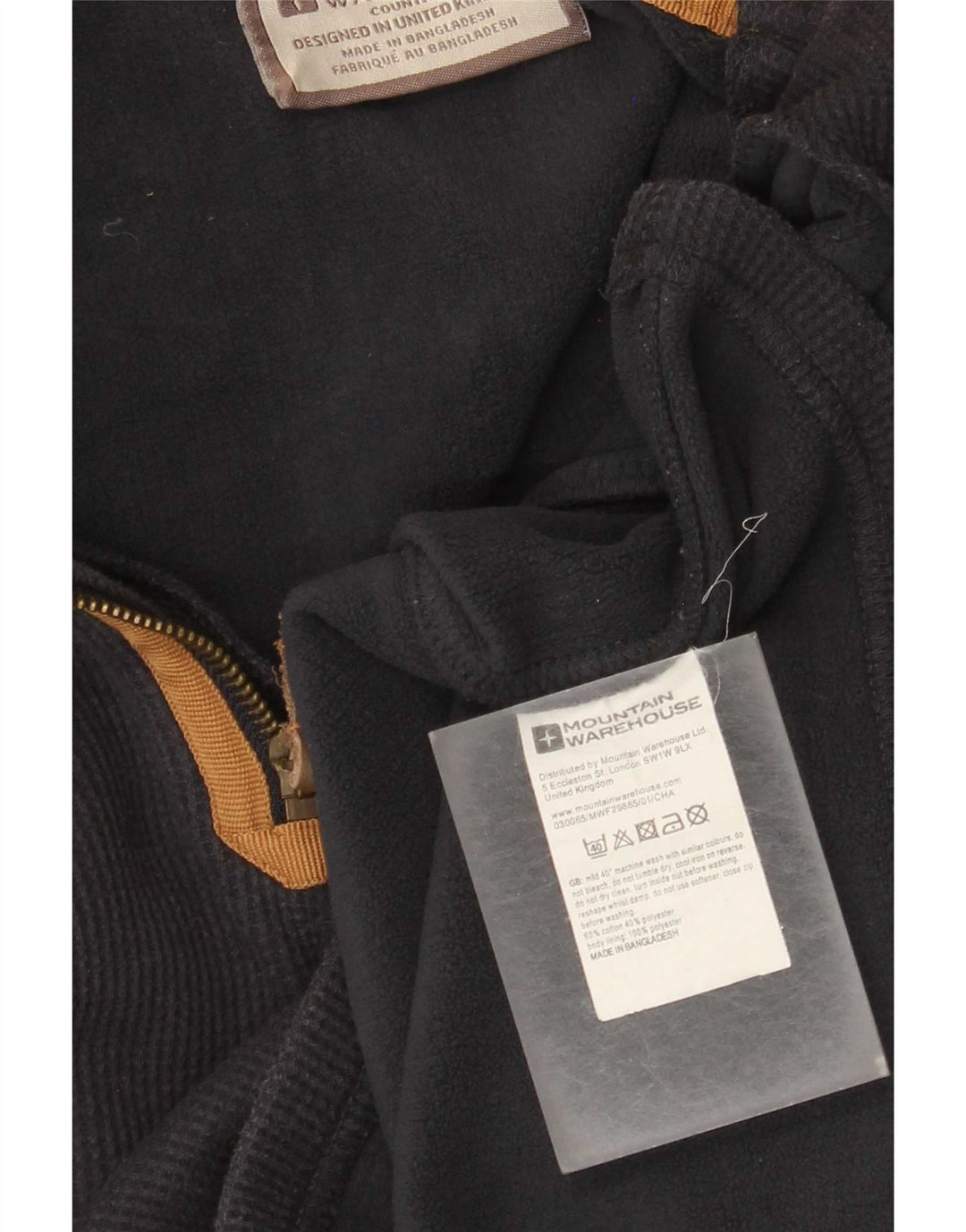 Felpa da uomo con collo con zip Mountain Warehouse, grande, in cotone blu navy