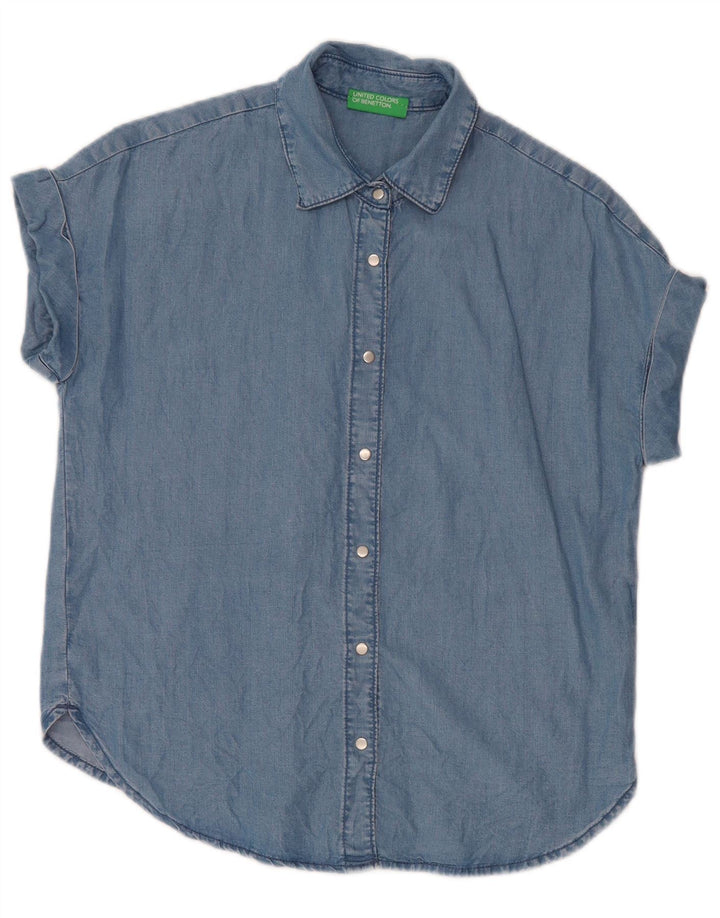 Camicia a maniche corte da donna BENETTON UK 14 Blu medio