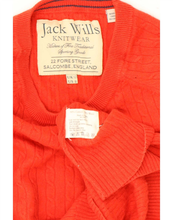 Maglione maglione con scollo a barca da donna Jack Wills UK 12 Cotone rosso medio