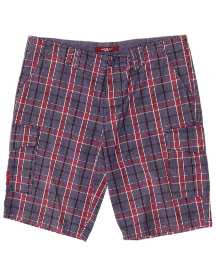 Pantaloncini cargo da uomo Carrera W38 XL in cotone a quadri blu
