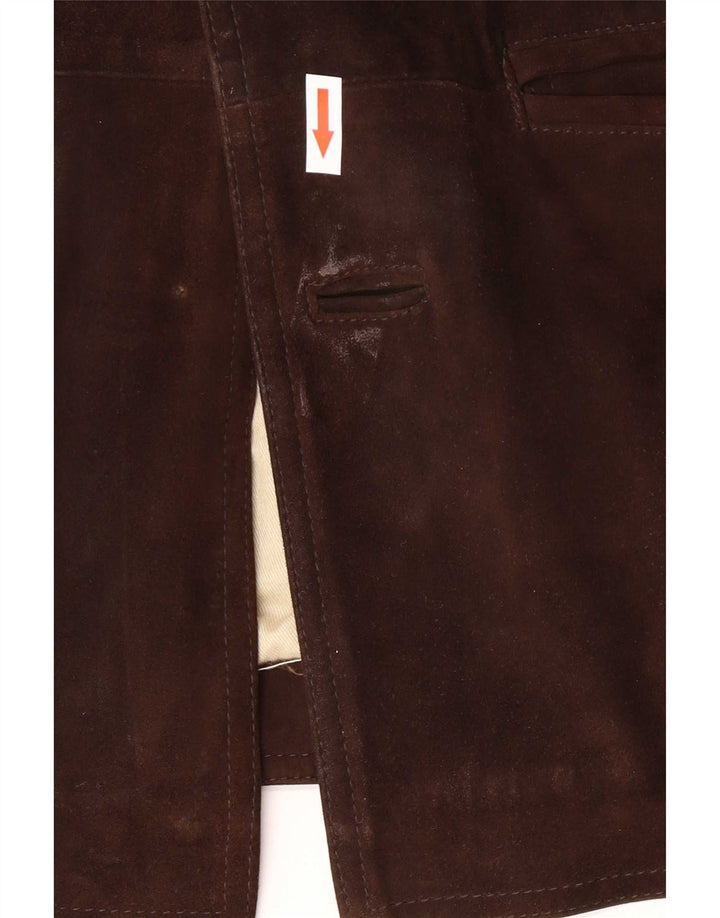 Cappotto giacca a vento in pelle scamosciata da uomo David Moore IT 50 grande in pelle marrone