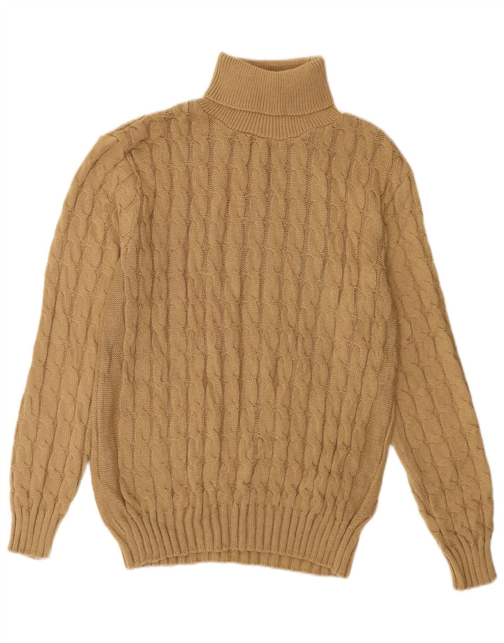 SHIMA Womens Roll Neck Jumper Sweater UK 16 Large Beige Acrylic