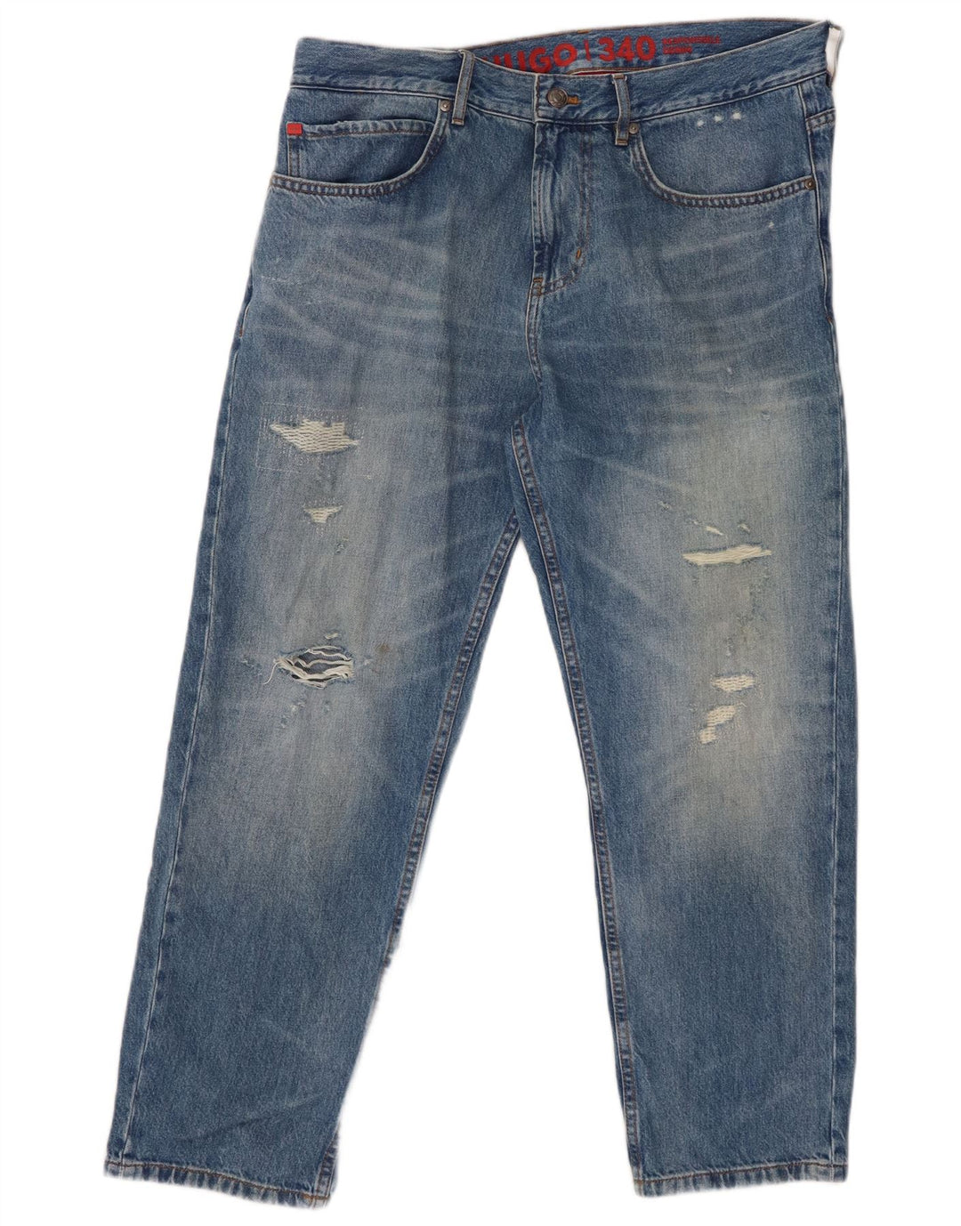 Jeans dritti da uomo HUGO BOSS W34 L27 in cotone blu
