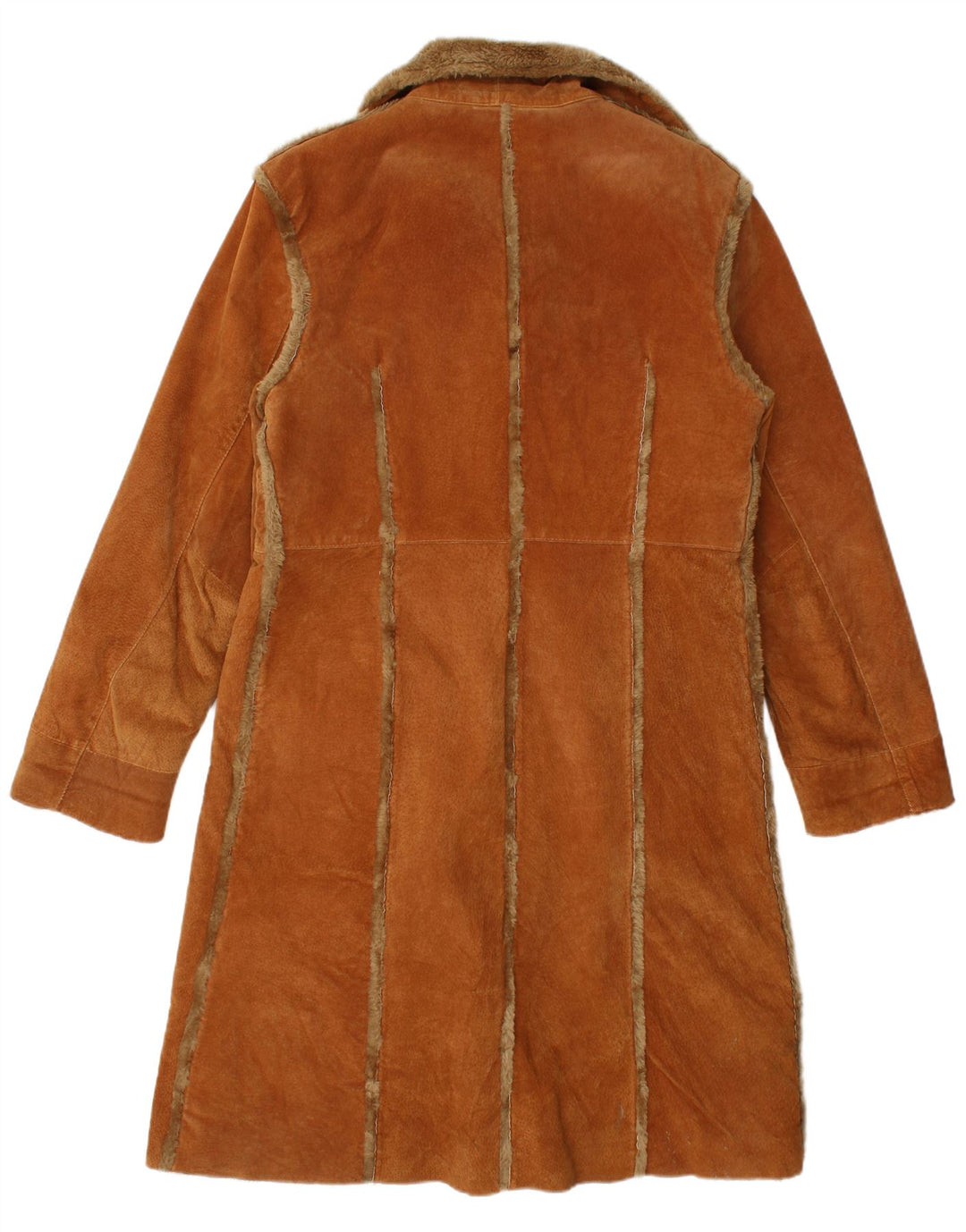 Cappotto in shearling vintage da donna UK 18 XL in pelle marrone