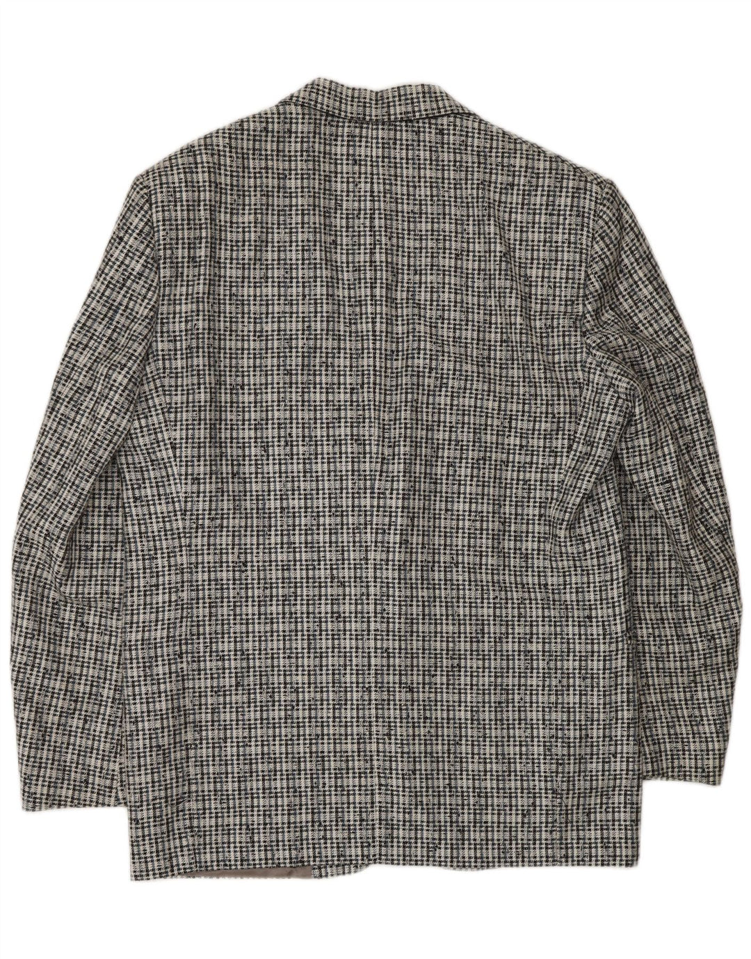 Giacca blazer da uomo a 2 bottoni VINTAGE IT 50 grande poliestere a quadri grigi