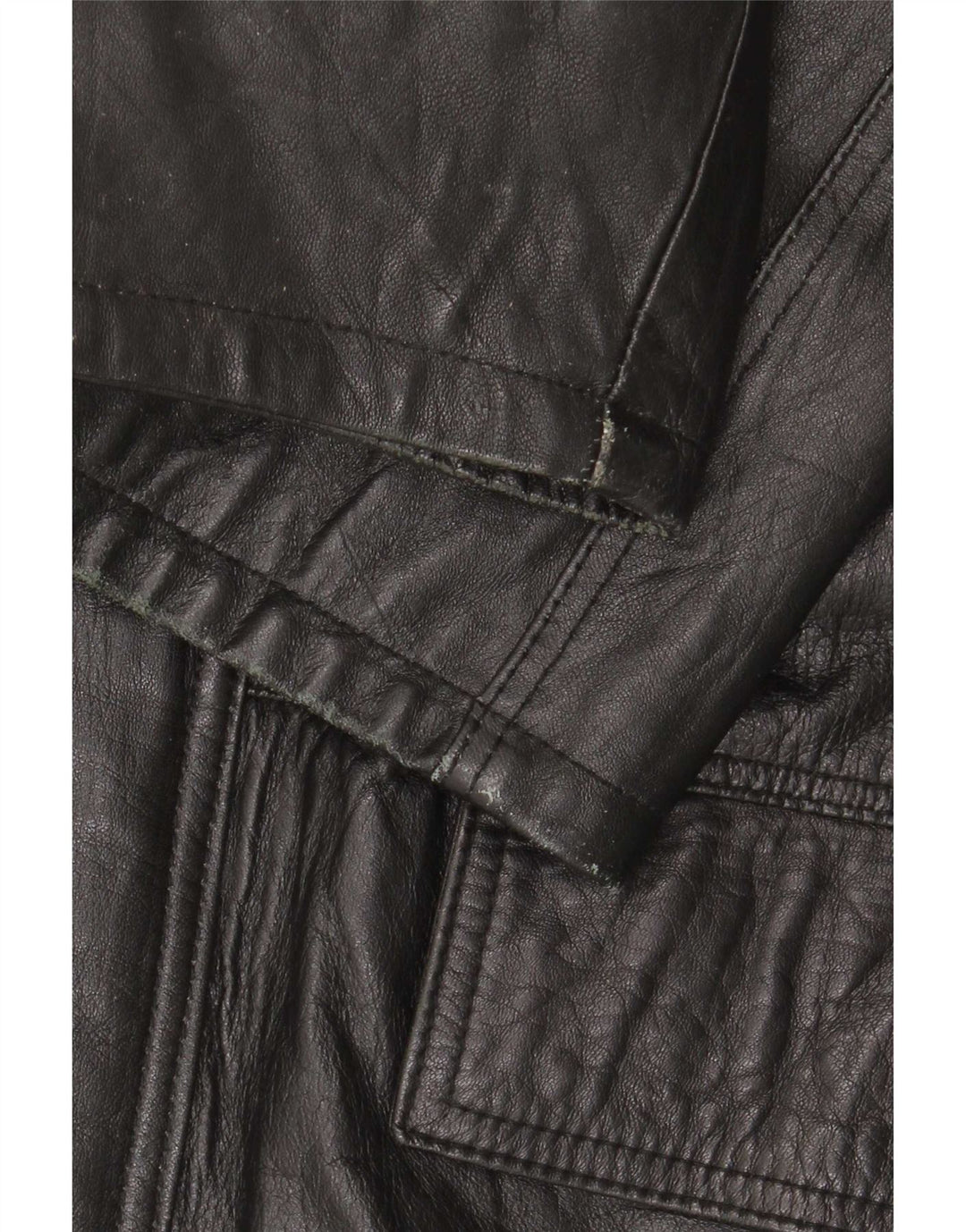 Cappotto in pelle vintage da uomo IT 48 medio nero