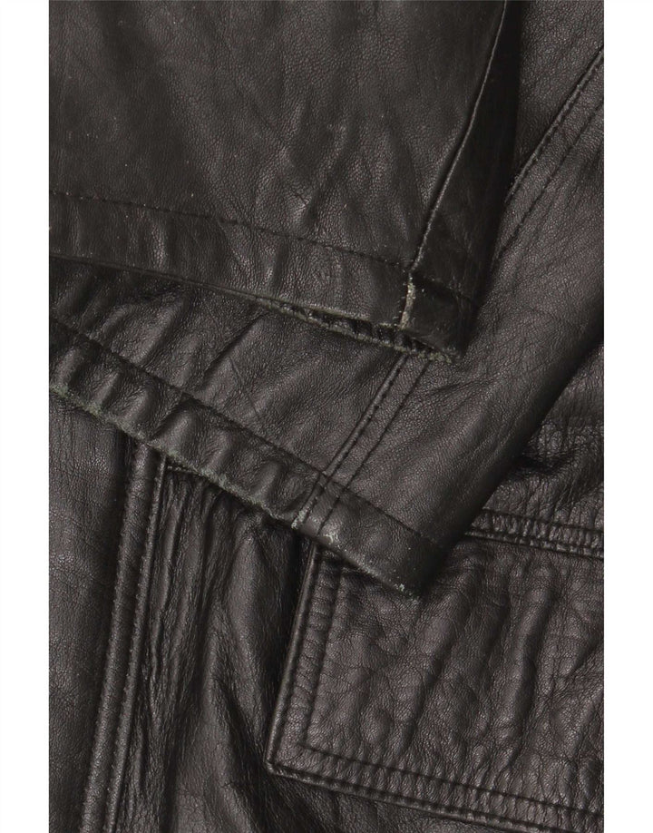 Cappotto in pelle vintage da uomo IT 48 medio nero