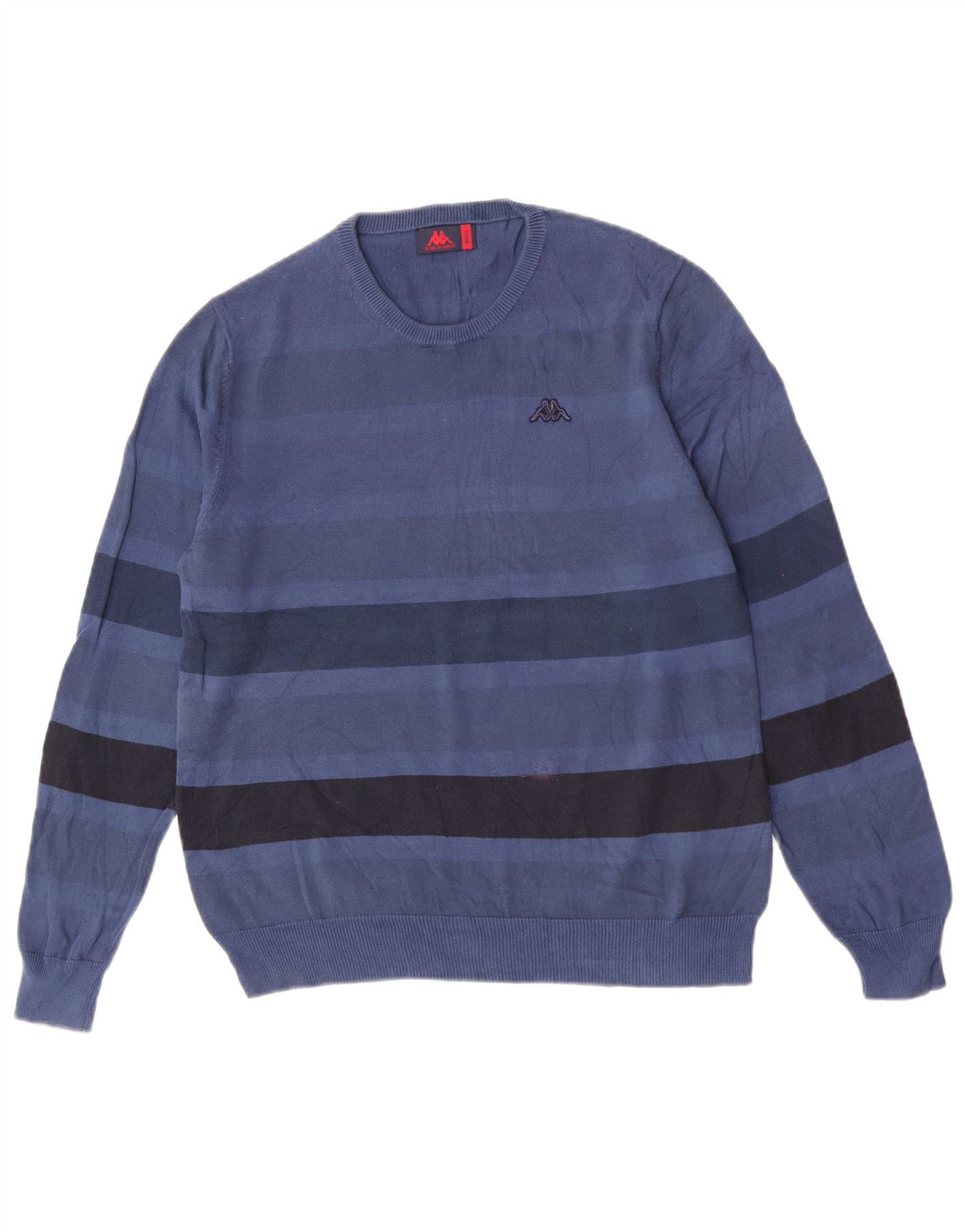 Maglione Kappa da uomo girocollo in cotone a righe piccole blu