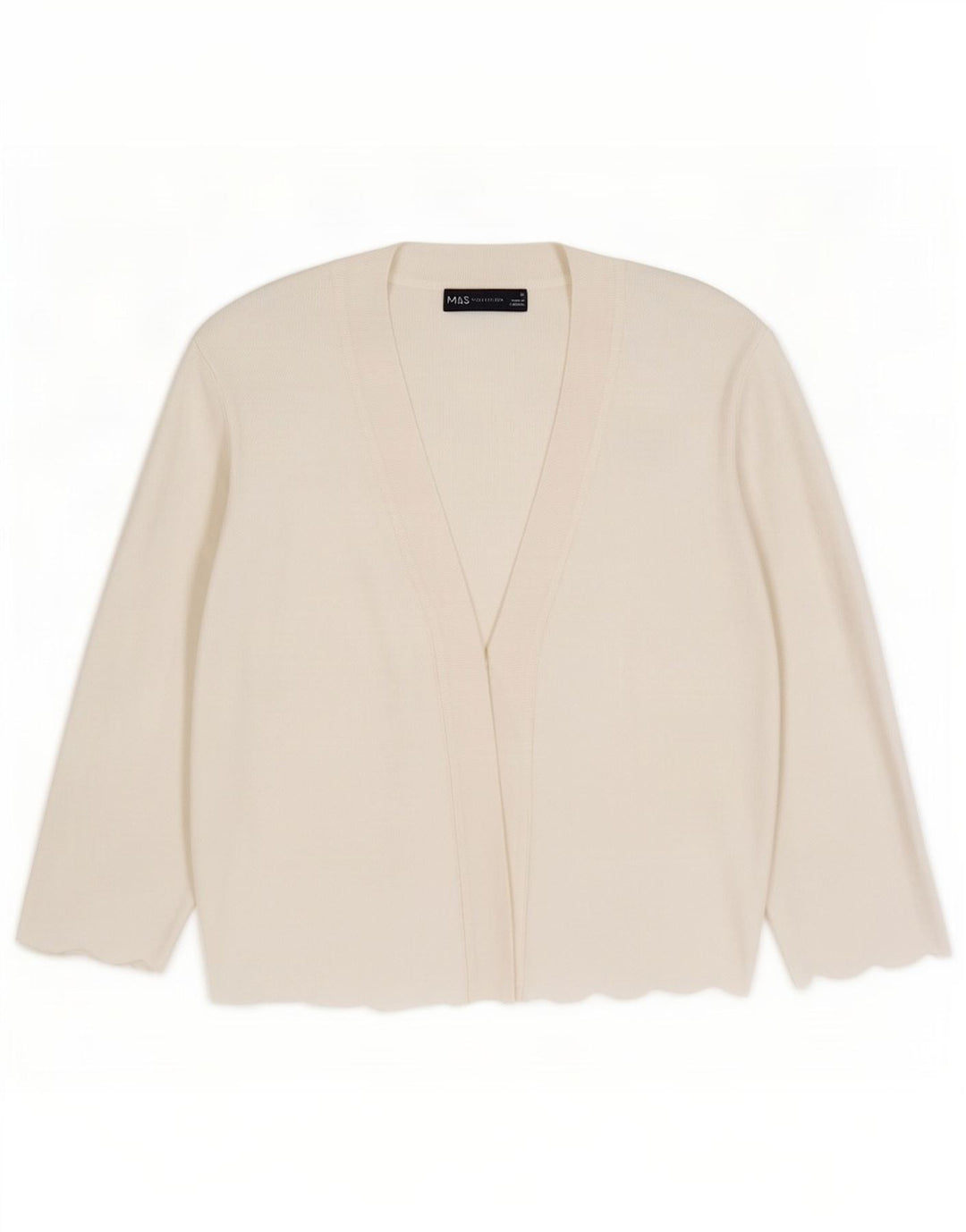 Maglione cardigan aperto da donna Marks & Spencer UK 12 Viscosa bianca media