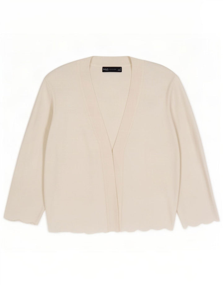 Maglione cardigan aperto da donna Marks & Spencer UK 12 Viscosa bianca media