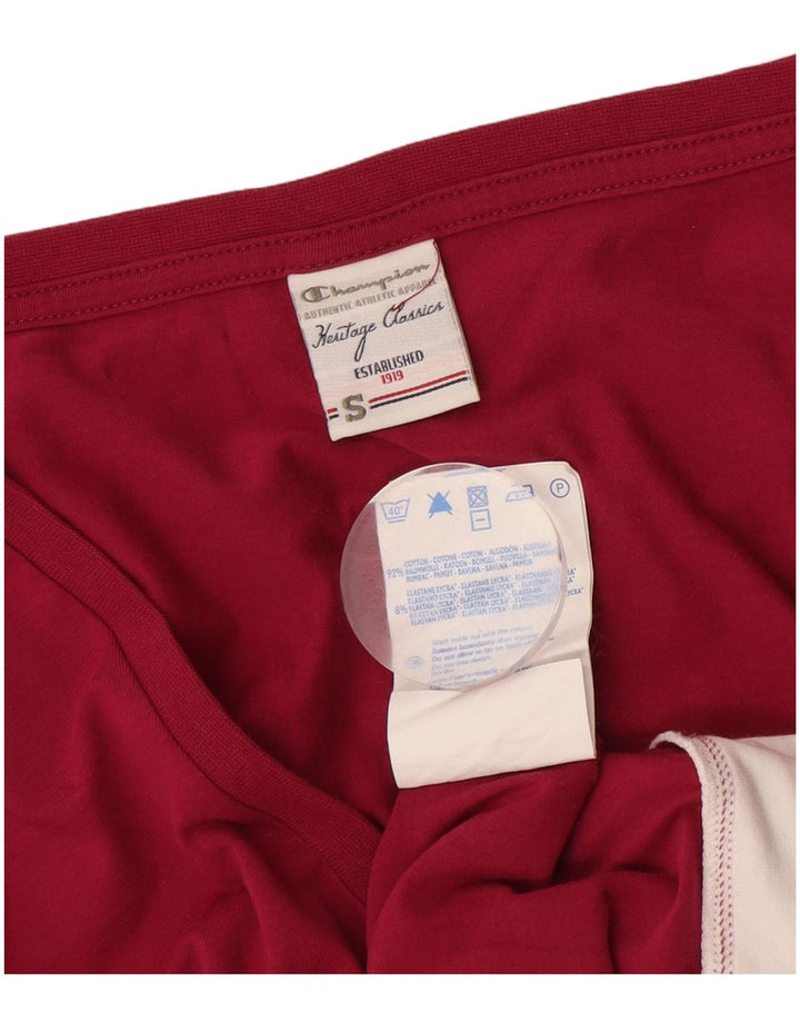 Maglietta Champion da donna Heritage Classics a maniche lunghe UK 10 Small Maroon Cotton