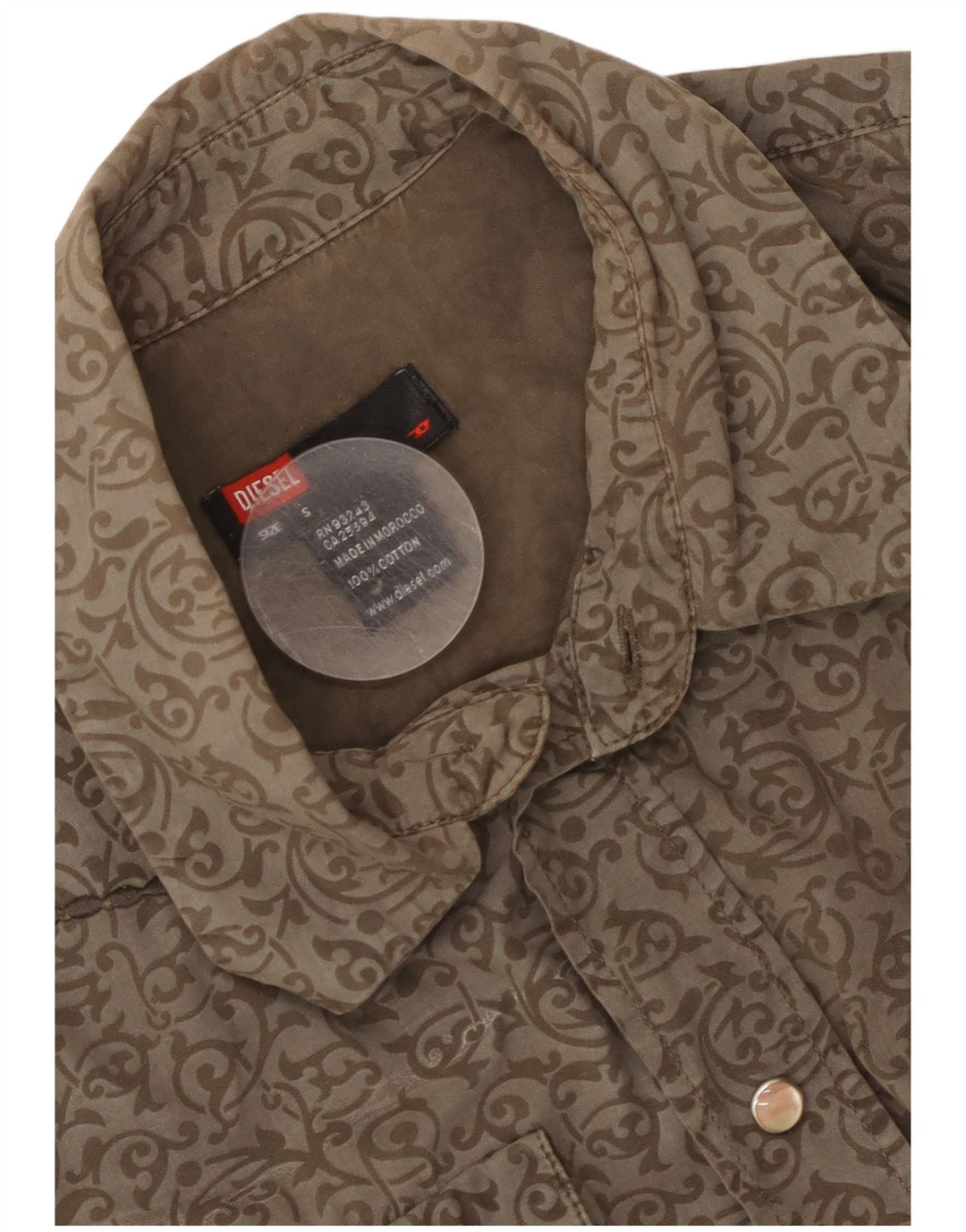 Camicia da uomo Diesel Small in cotone Paisley marrone