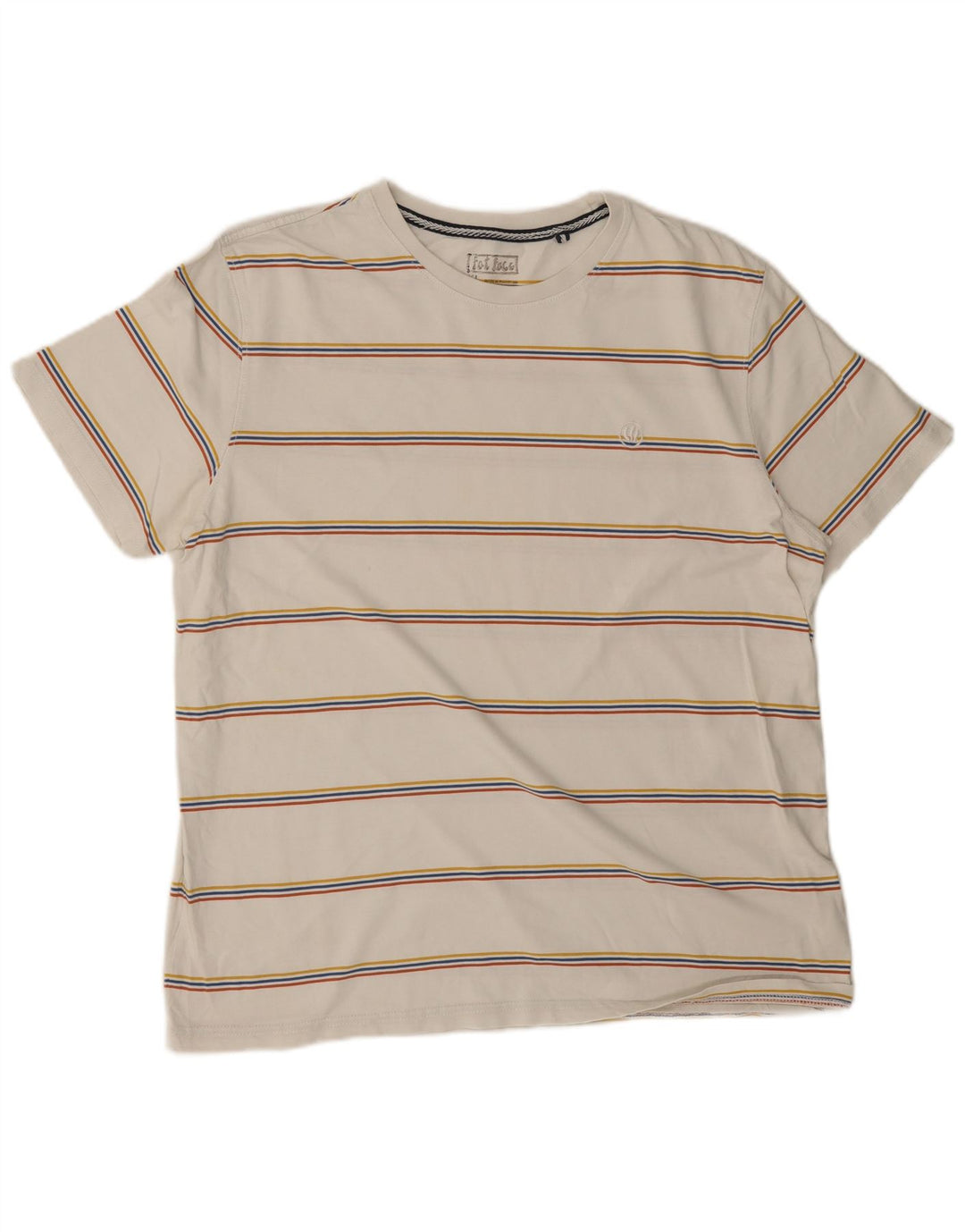 T-shirt da uomo Fat Face Top XL in cotone a righe bianche