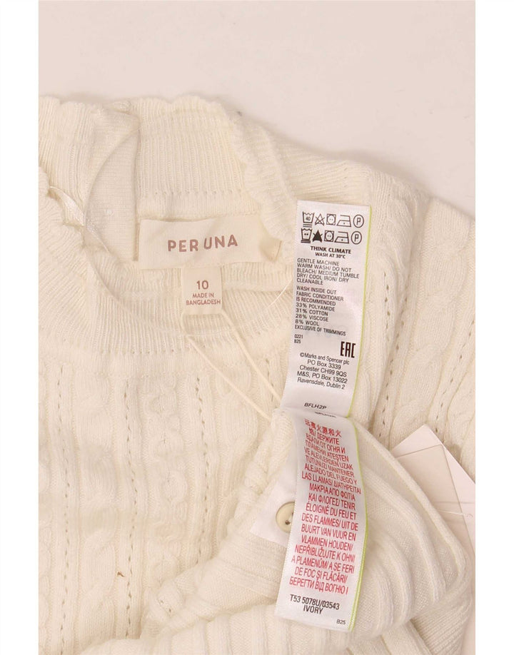 Marks & Spencer maglione da donna Per Una a collo alto con collo alto UK 10 piccolo bianco