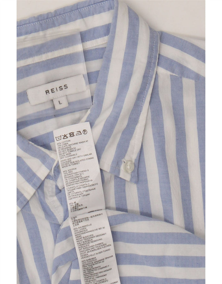 Camicia Uomo Reiss Cotone Righe Grandi Blu