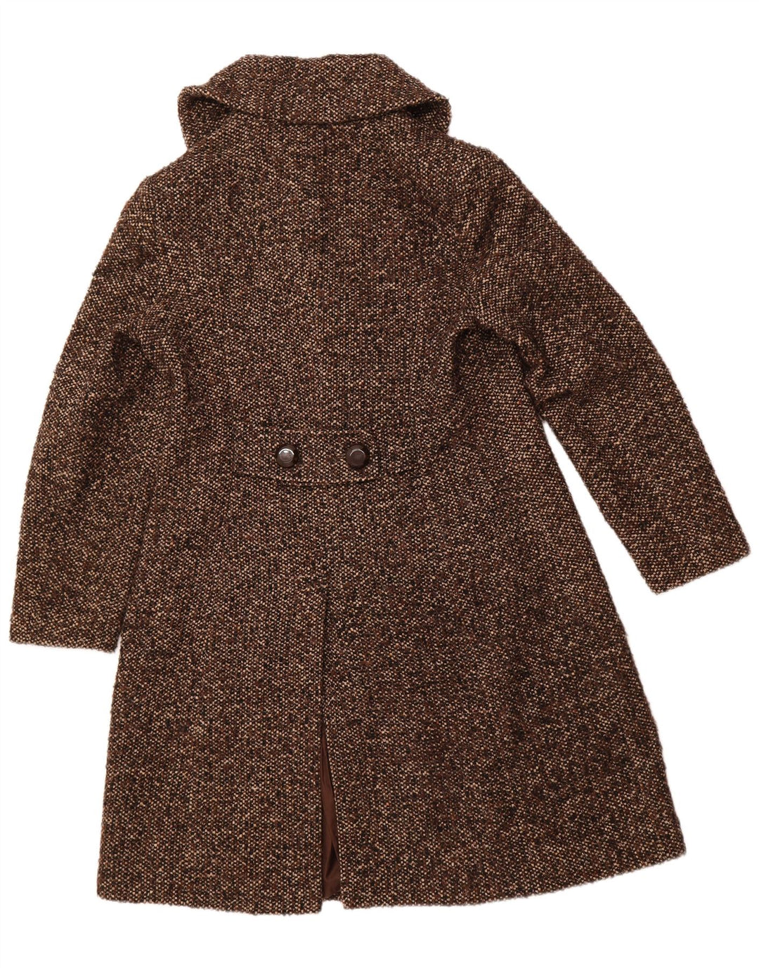 LAURA ASHLEY Cappotto da donna UK 16 Grande lana screziata marrone