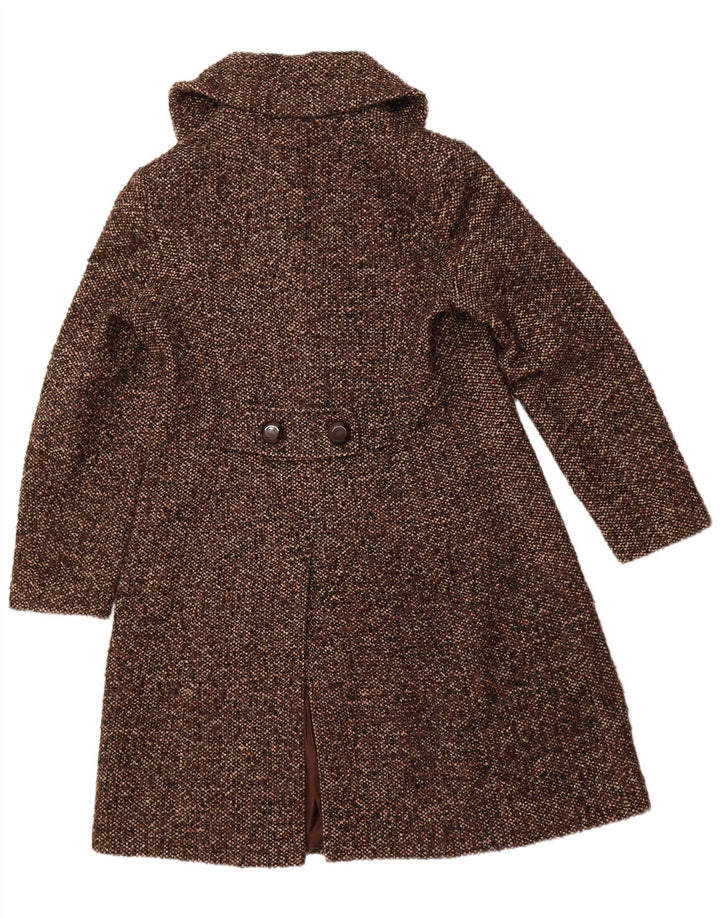 LAURA ASHLEY Cappotto da donna UK 16 Grande lana screziata marrone