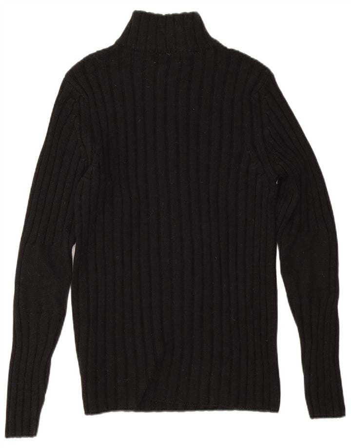 Maglione da uomo Rifle con zip e collo in lana nera media