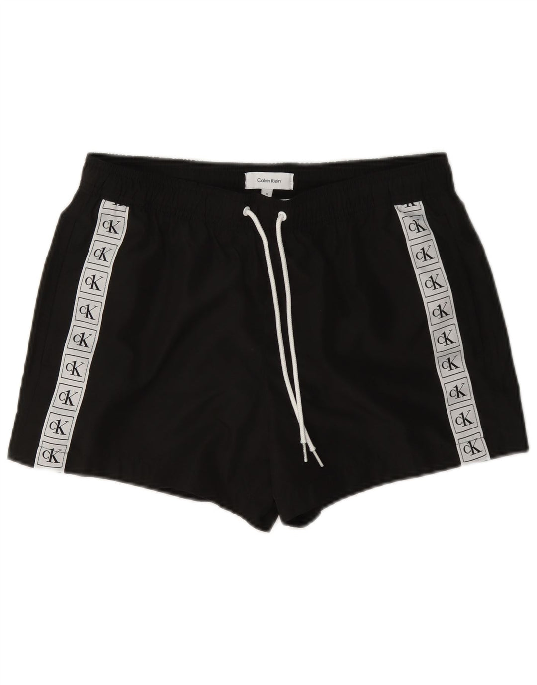 Pantaloncini da bagno grafici da uomo Calvin Klein piccoli in poliestere color block nero