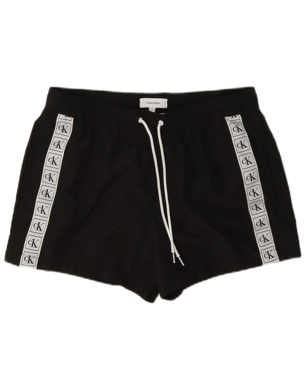Pantaloncini da bagno grafici da uomo Calvin Klein piccoli in poliestere color block nero