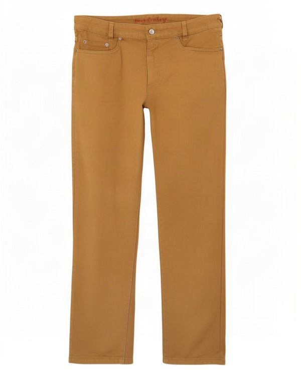 Harlem Walker Mens Straight Casual Trousers W33 L32 Brown Cotton