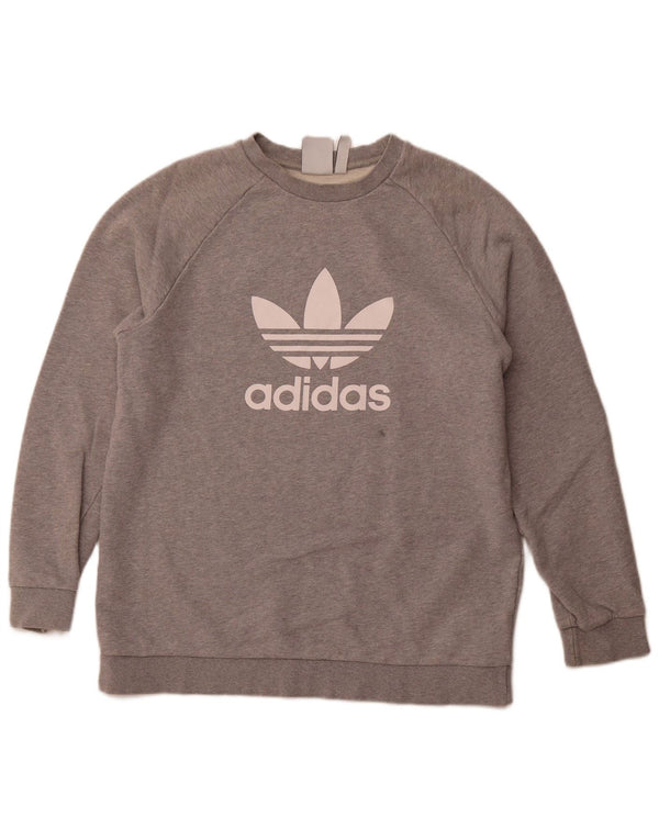 Felpa grafica da uomo ADIDAS, maglione grande, cotone grigio