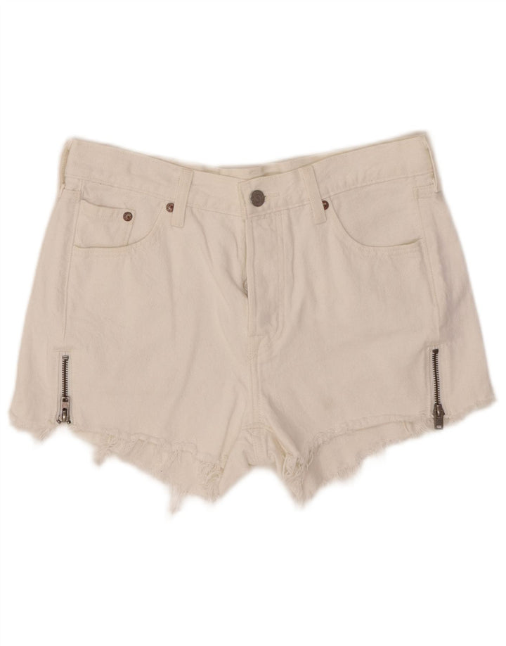 LEVI'S Pantaloncini di jeans 501 da donna W27 Cotone bianco medio