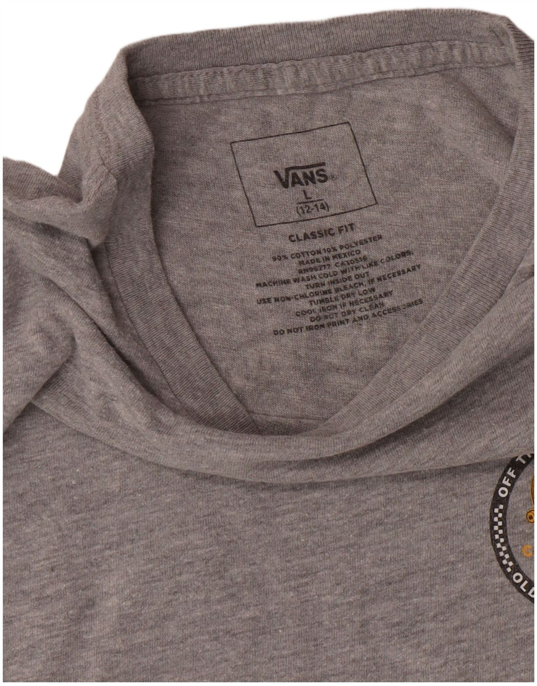 T-shirt grafica da bambino Vans Classic Fit 12-13 anni, taglia grande, in cotone grigio