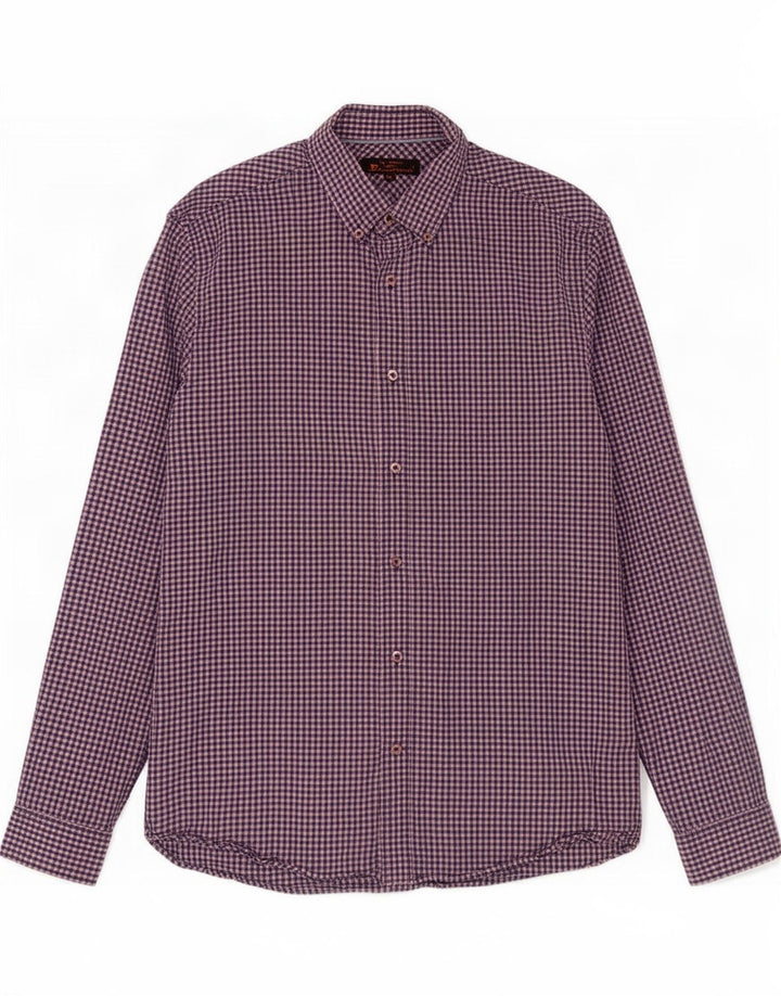 Camicia da uomo Ben Sherman taglia 15 1/2 cotone a quadretti blu medio