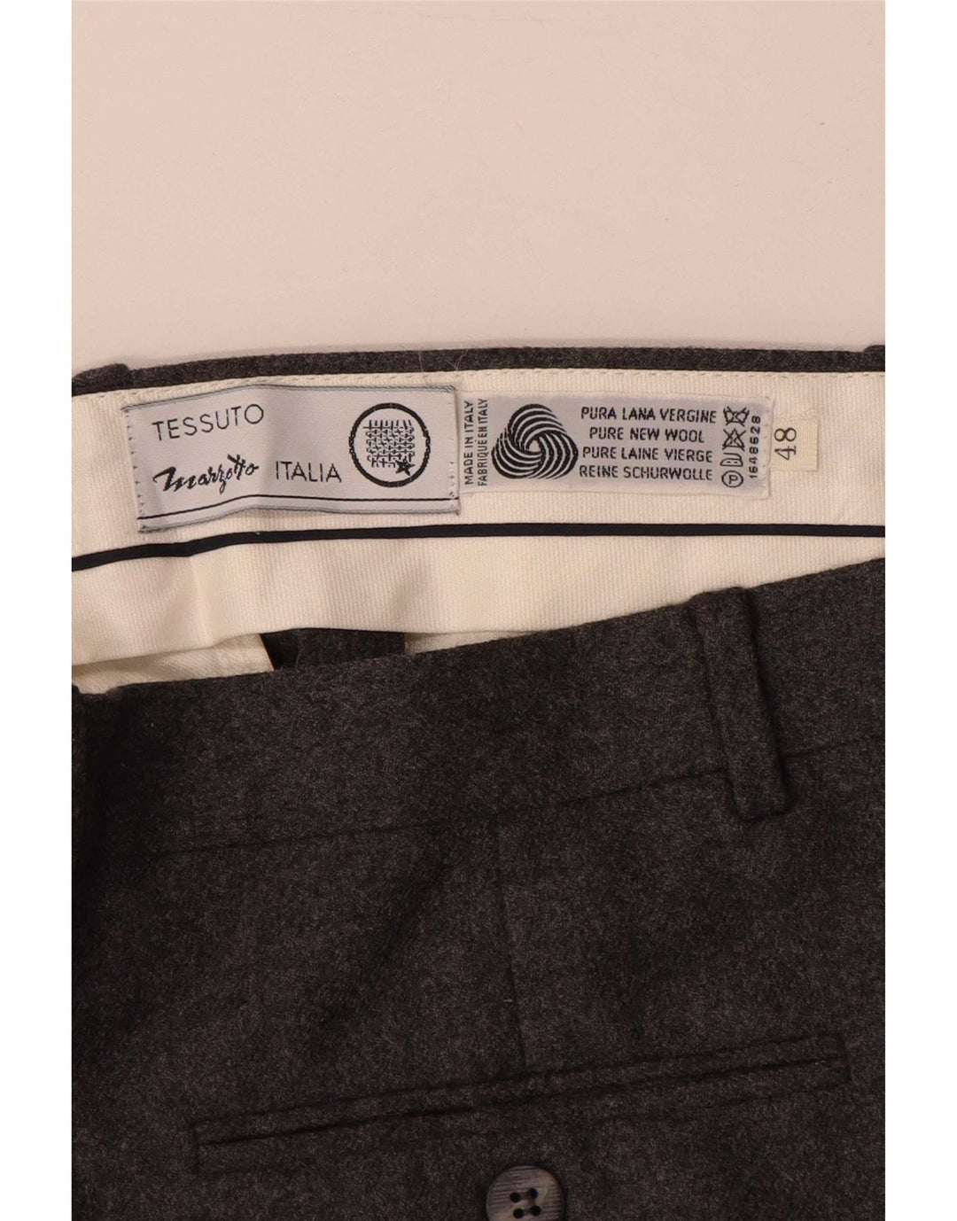 Pantaloni da abito con pegging da uomo Marzotto IT 48 Medium W32 L34 Lana grigia