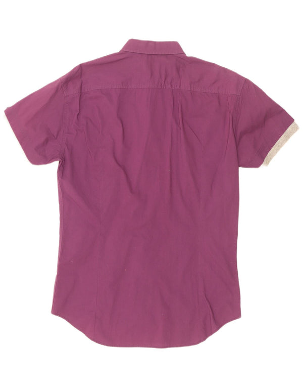 Diesel Camicia militare a maniche corte da uomo grande in cotone color block viola