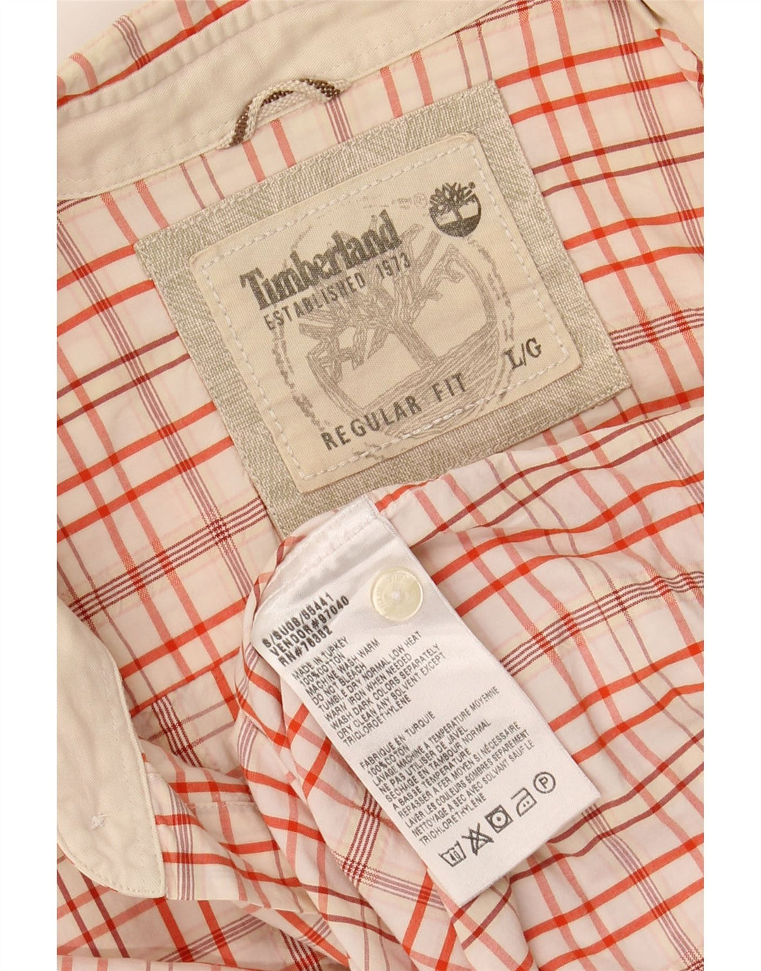 TIMBERLAND Camicia a maniche corte vestibilità regolare da uomo in cotone a quadri bianchi grandi