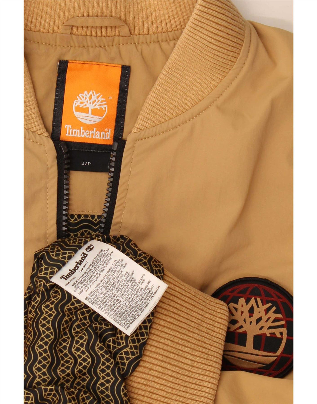Timberland Bomber da uomo vestibilità ampia UK 36 piccolo nylon beige