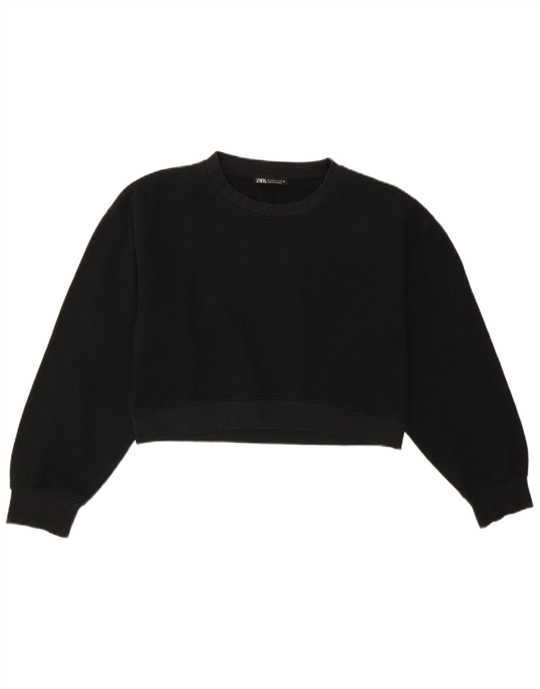 Felpa corta oversize da donna Zara UK 10 piccola in cotone nero