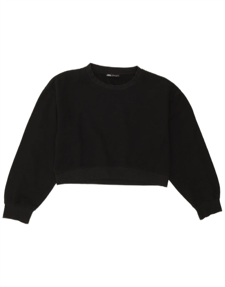 Felpa corta oversize da donna Zara UK 10 piccola in cotone nero