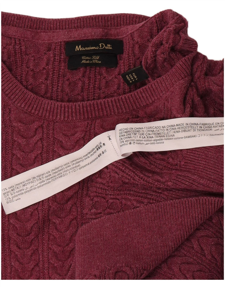Maglione maglione girocollo da uomo Massimo Dutti grande cotone bordeaux