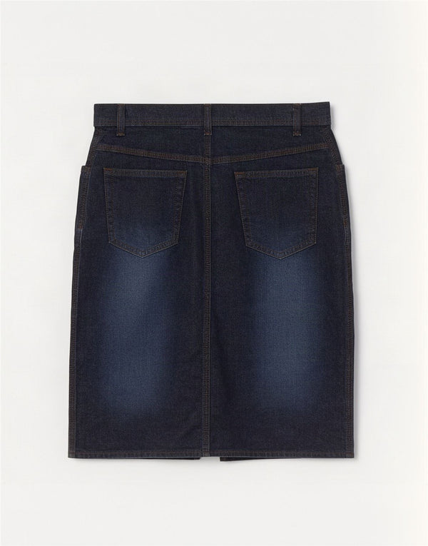 Gonna in denim da donna Marks & Spencer UK 10 piccola W28 cotone blu navy