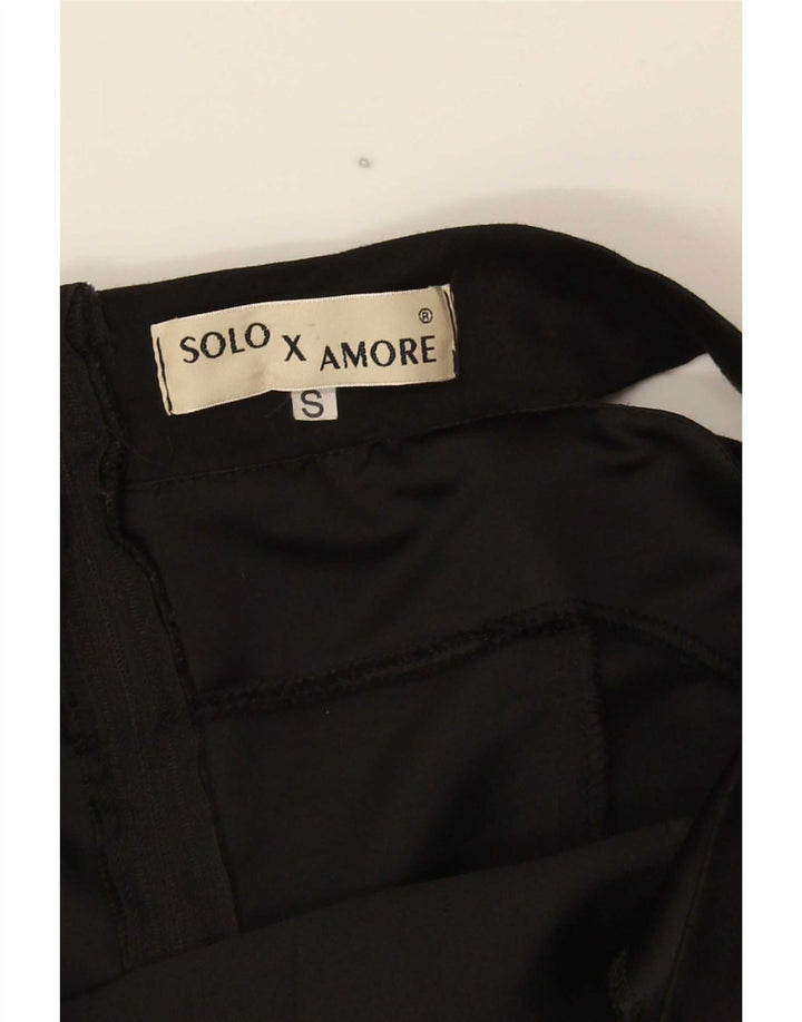 Abito vintage da donna con spalle scoperte mini UK 8 piccolo nero