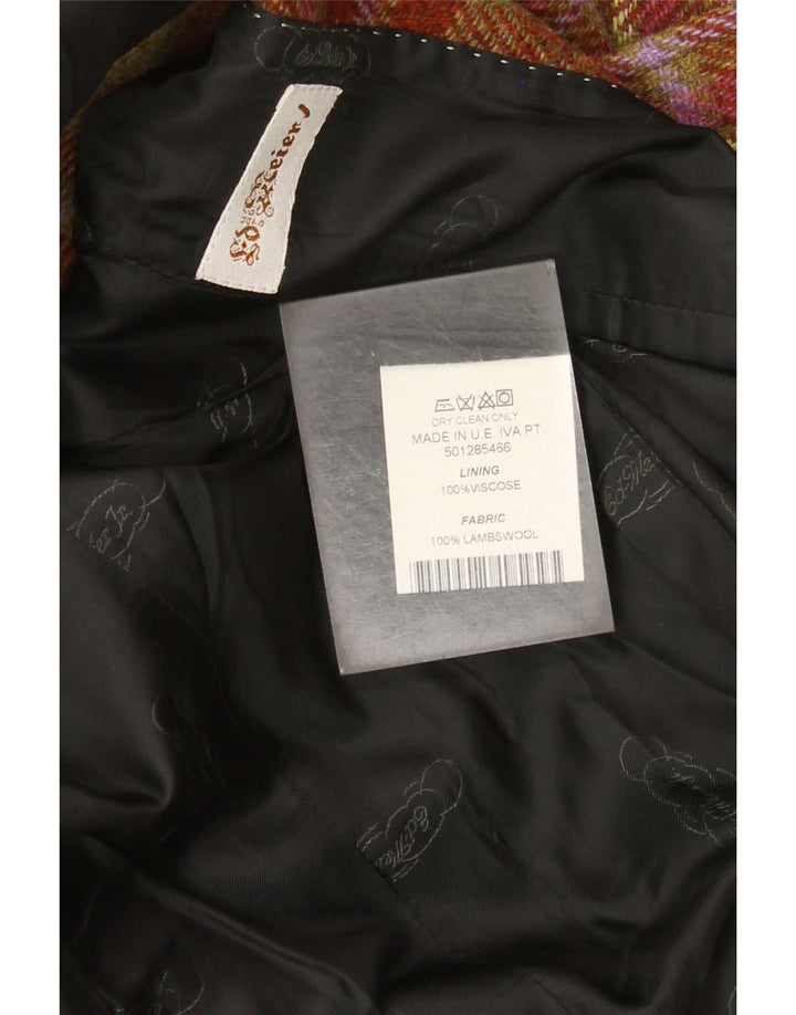 Giacca blazer vintage da donna a 3 bottoni IT 50 XL a quadri multicolore